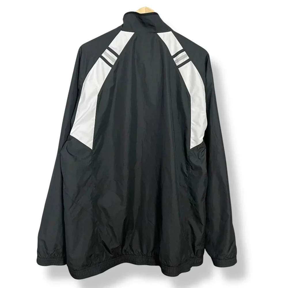 Adidas Windbreaker Jacket Men Sz Large SAMPLE Black White Track Athletic Relaxed